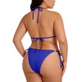 thumbnail image 4 of Pounoo Women's Swimsuits Halter Neck Tie Side Bottom Metal Accent Textured Two Piece Bathing Suits Beach Vacation Style Stretchy Swimwear Gift, 4 of 9