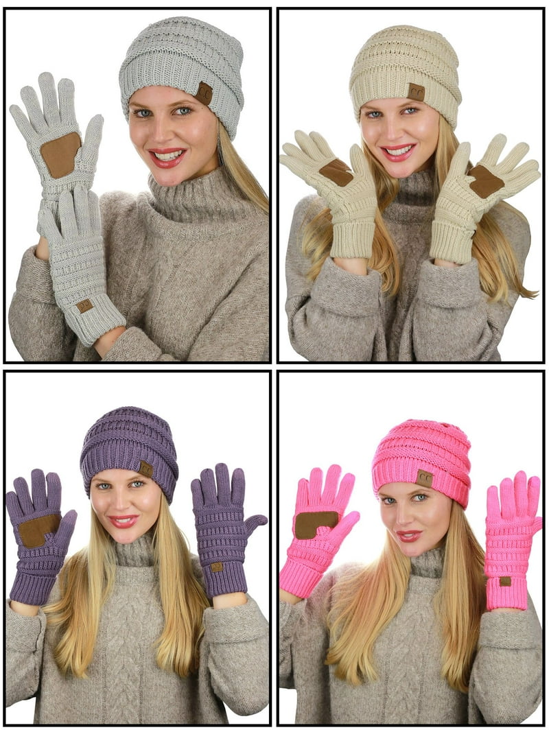 Unisex Soft Stretch Cable Knit Beanie and Anti-Slip Touchscreen Gloves 2 Pc Amazon.com: C.C Unisex Soft Stretch Cable Knit Beanie and  main image 2