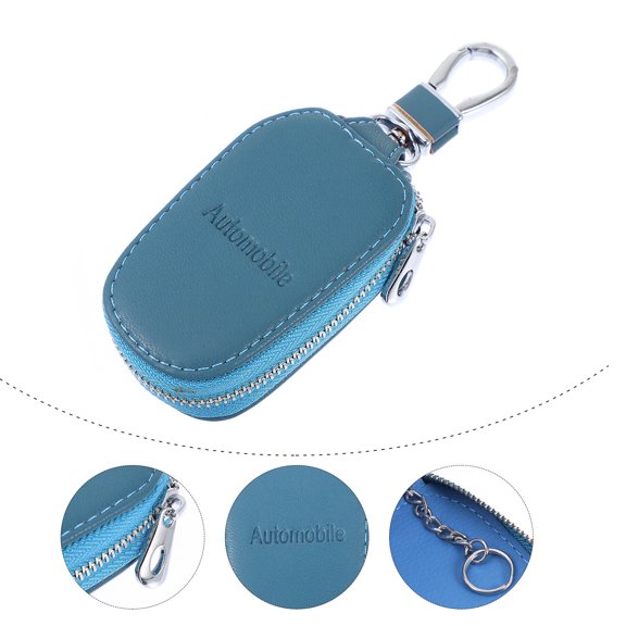 ETHZZLE 1Pc Blue Car Key Bag with Keychain Durable Storage Case for Vehicle Keys