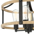 thumbnail image 3 of Franklin Iron Works Buford Rustic Farmhouse Ceiling Light Semi Flush Mount Fixture 18" Wide Faux Wood Black 4-Light for Bedroom Kitchen Living Room, 3 of 7