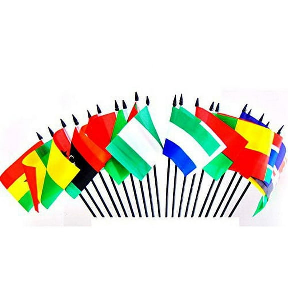 NORTHWEST AFRICAN WORLD FLAG SET--20 Polyester 4"x6" Flags, One Flag from 20 Countries in Northwest Africa, 4x6 Miniature Desk & Table Flags, Small Mini Stick Flags