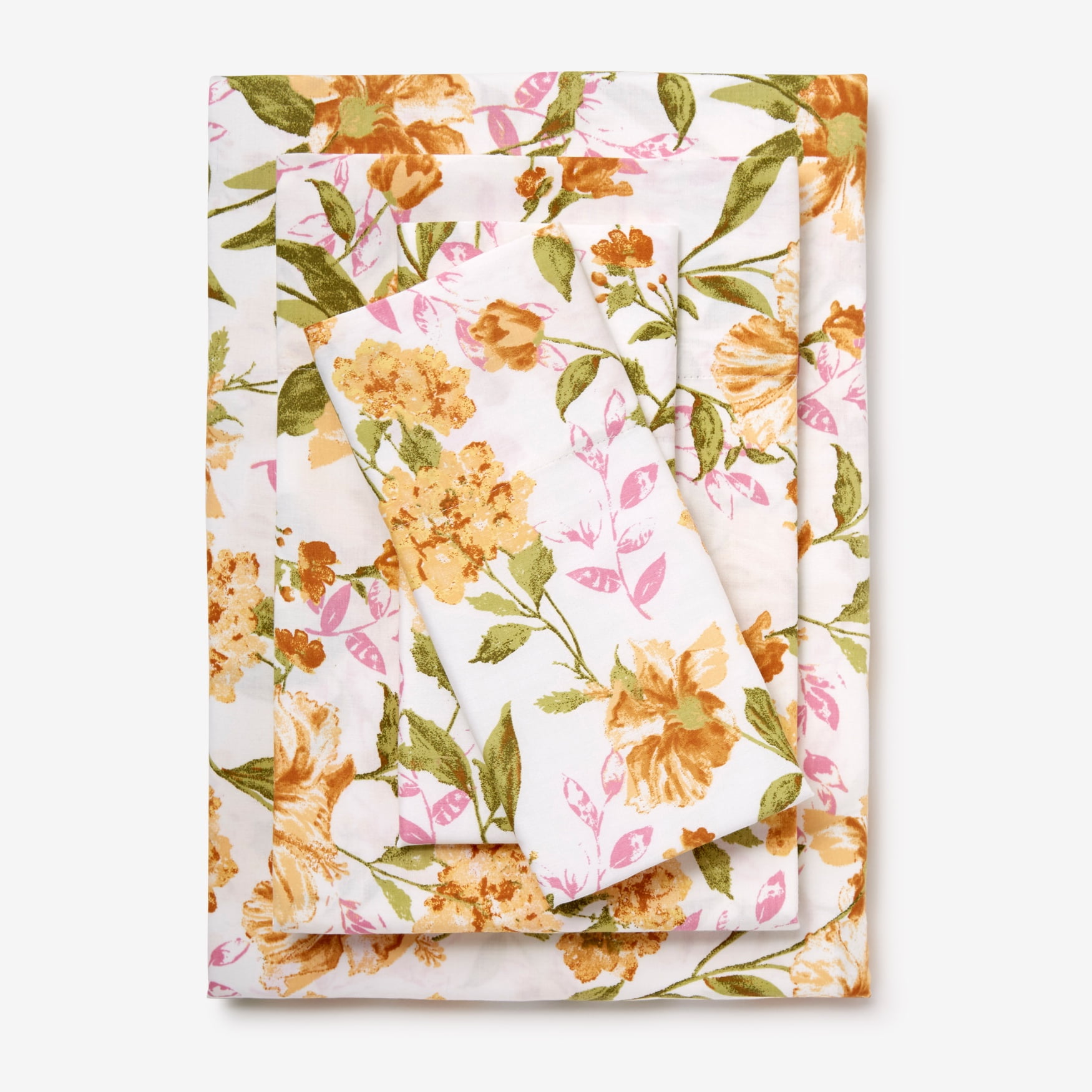 BrylaneHome 300Tc Cotton Printed Bed Tite Sheet Set Queen, Yellow