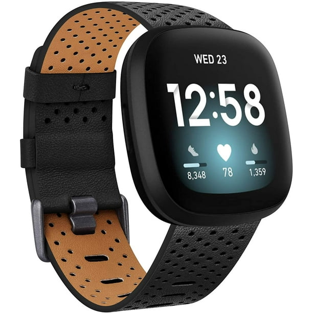 Vancle Leather Bands Compatible with Fitbit Sense Sense 2 Versa