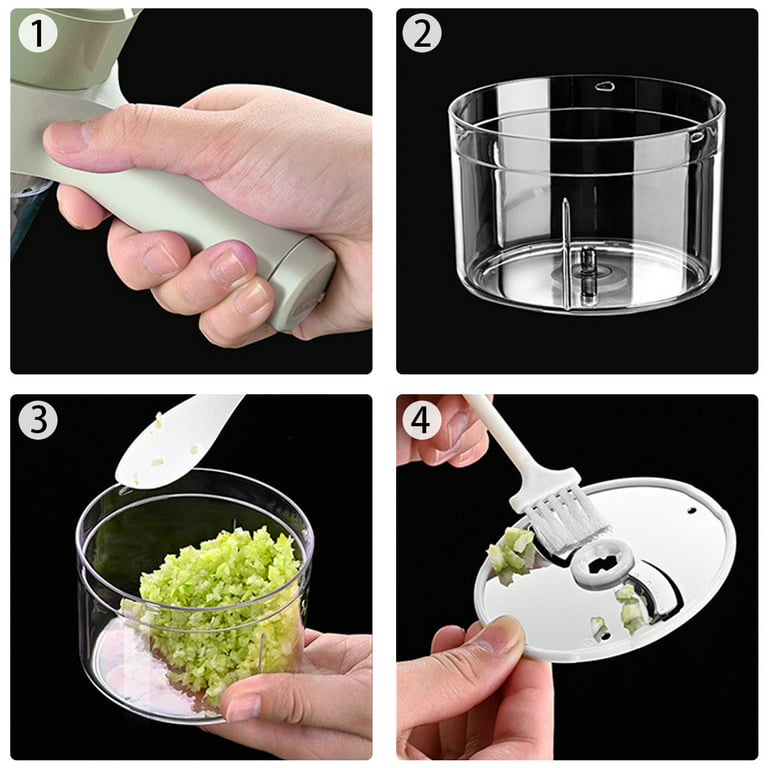 Retrok Electric Vegetable Cutter Set Handheld Garlic Chopper Onion Slicer -  Mini Wireless Portable Type-C Rechargeable Food Mincer Meat Grinder Food