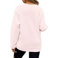 thumbnail image 6 of Womens Casual Heart Graphic Sweatshirts Long Sleeve Pullover Loose Crewneck Cute Love Printed Sweatshirt Tops Pink L, 6 of 7