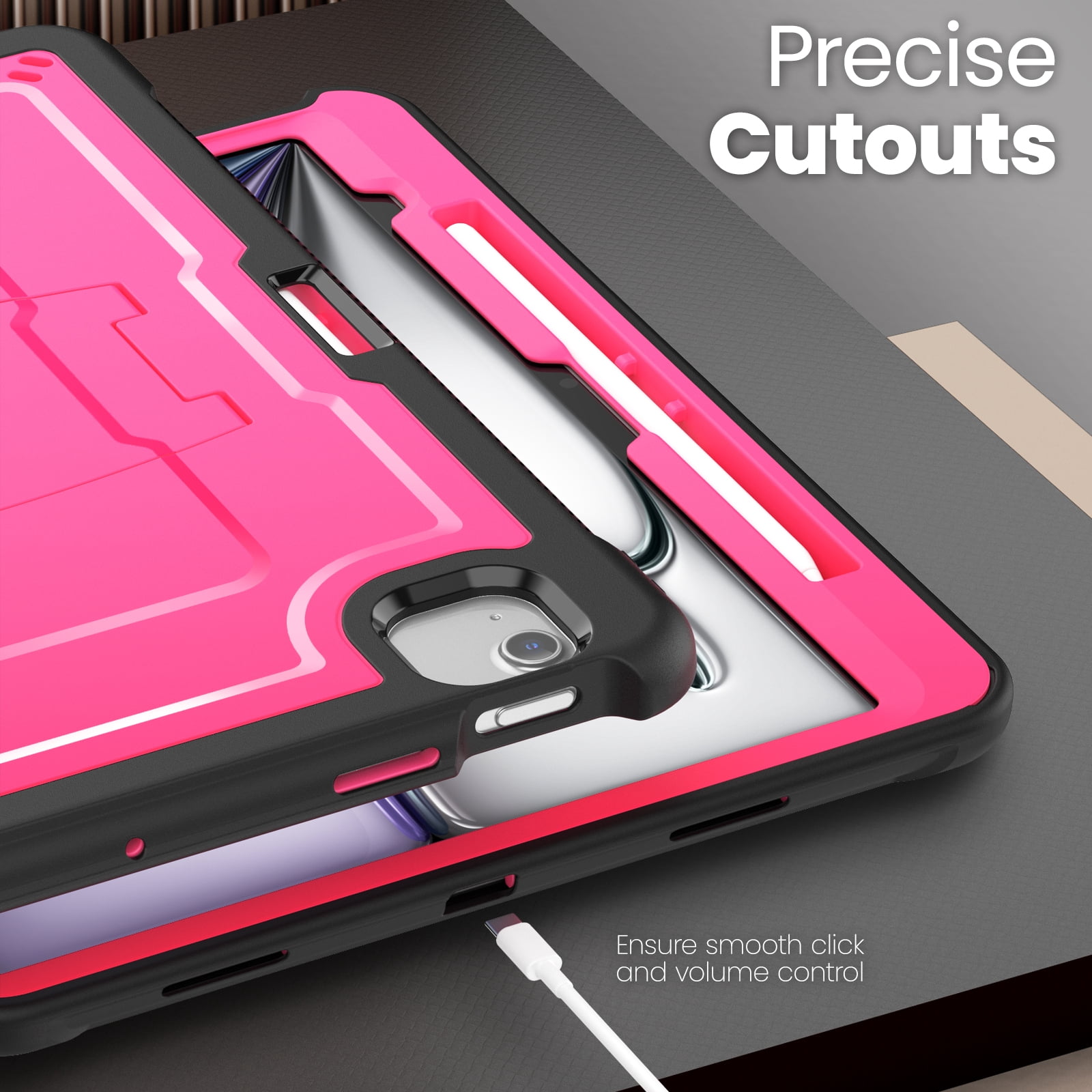 Allytechgroup Case for Apple iPad Air 13 Inch M2 2024 with Pencil Holder/ Support Pencil 2nd & Magnetic Attachment Wireless Charging Kickstand Hard PC + Soft TPU Shockproof Stand Rugged Cover, Rose