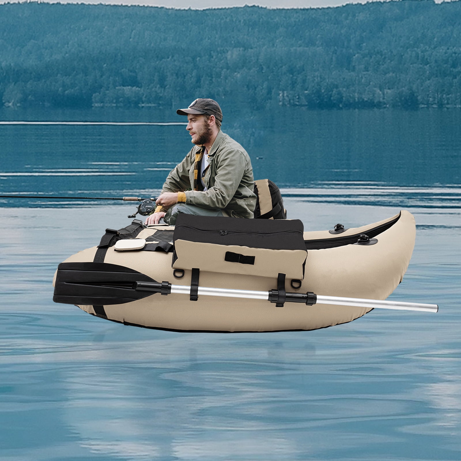 Dwellnix Portable Outdoor Fishing Boat Inflatable Fishing Boat W Storage Pocket 286 6lbs