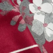 Saachi Floral Reversible Scarf Blossom Red Grey Fringe Trim