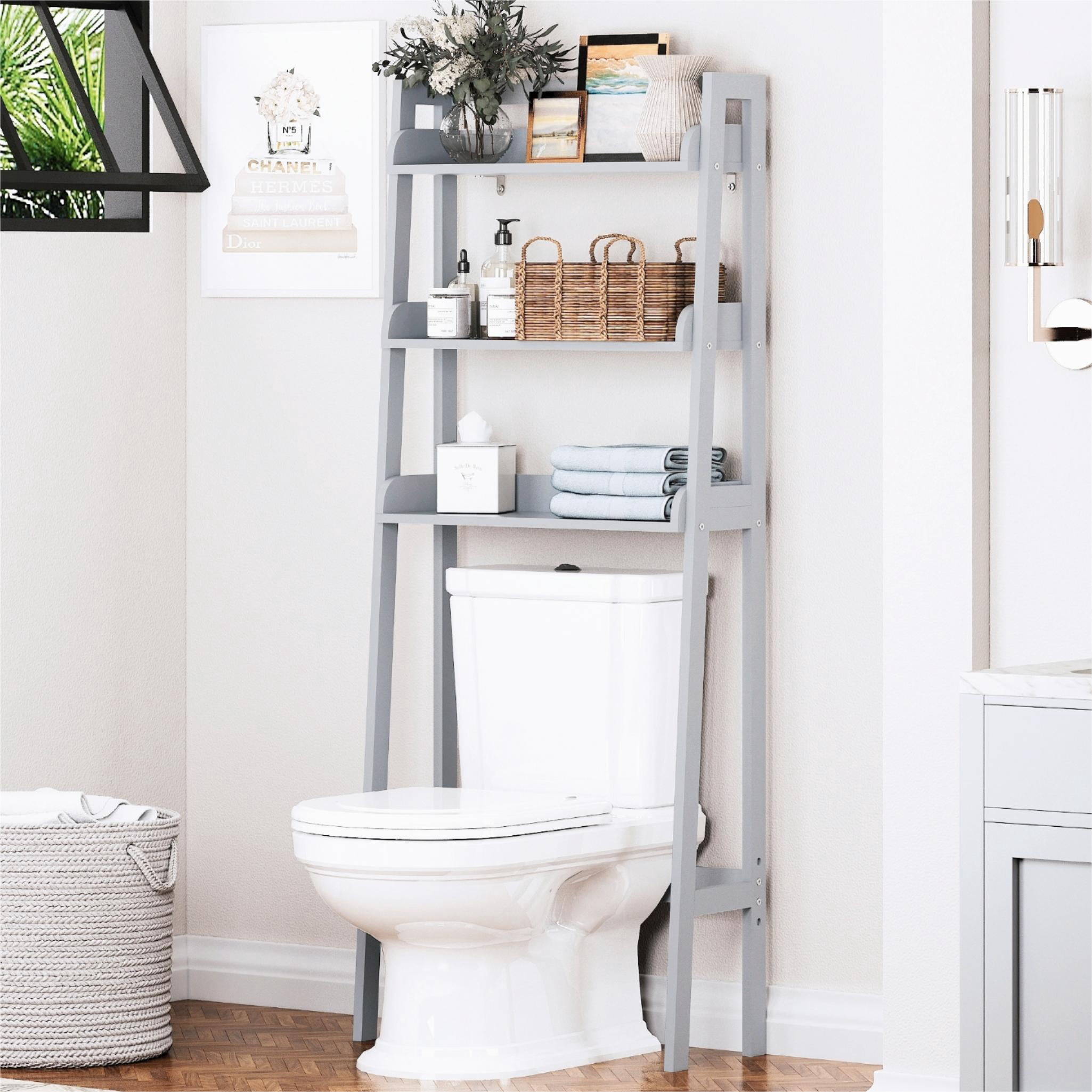 STAROUS 3-Shelf Bathroom Organizer Over The Toilet, Bathroom Spacesaver (Gray)