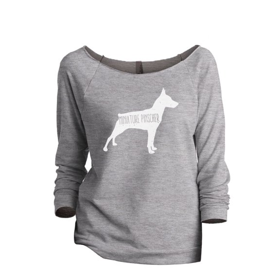 Thread Tank Miniature Pinscher Dog Silhouette Women's Slouchy 3/4 Sleeves Raglan Sweatshirt Sport Grey Small