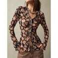 thumbnail image 4 of Camisas Abotonadas para Mujer, Estilo Boho, con Cuello en V, Larga, Fruncidas, de , Ajustadas, con Estampado Floral de Color XXL, 4 of 9
