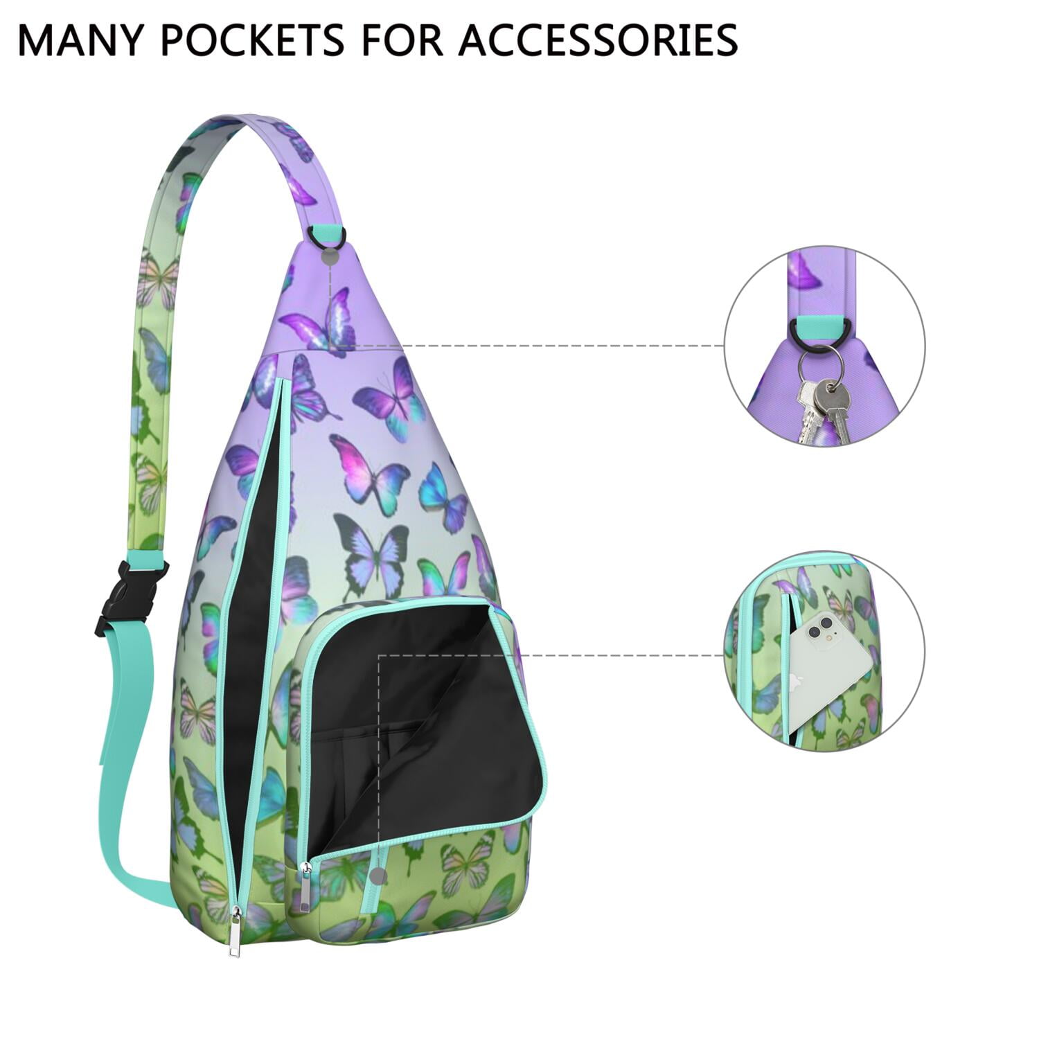 Tactical Butterfly Print Chest Bag - Lightweight Waterproof Shoulder Pack, Tear-resistant Sling Bag for Hiking/Camping (Unisex Design)