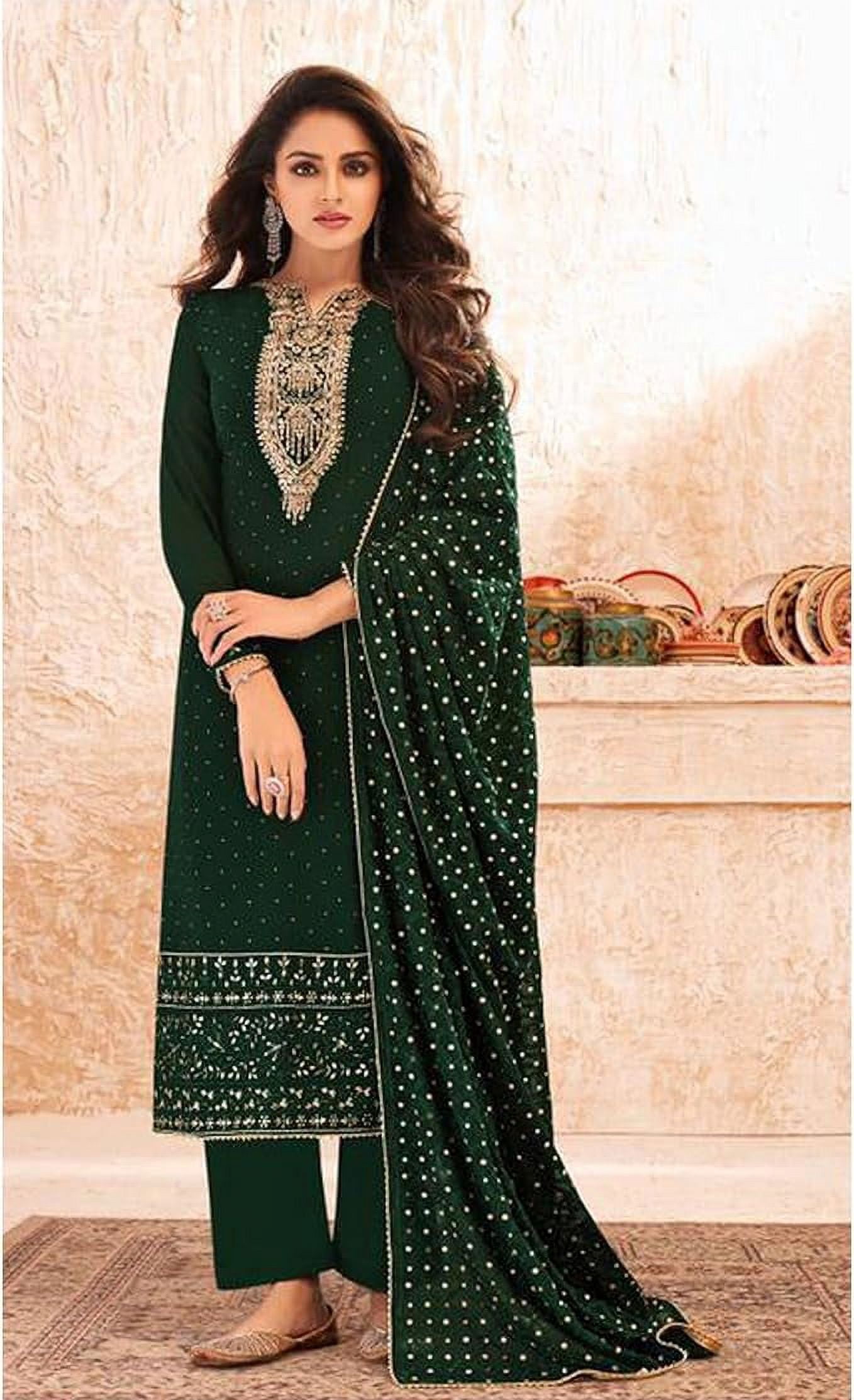 Party Wear Indian Designer Salwar Kameez Suits Pakistani Plazzo Pant Dress  ( Green, M - 40 ) - Walmart.com