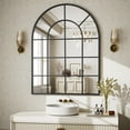 thumbnail image 2 of BEAUTYPEAK 40" x 30" Arched Windowpane Mirror Decor Wall Mirror, Black, 2 of 8