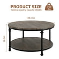thumbnail image 2 of Round Coffee Table for Living Room Rustic Center Table with Storage Shelf Wood Circle Coffee Table with Sturdy Metal Legs, Easy Assembly(Light Walnut), 2 of 9