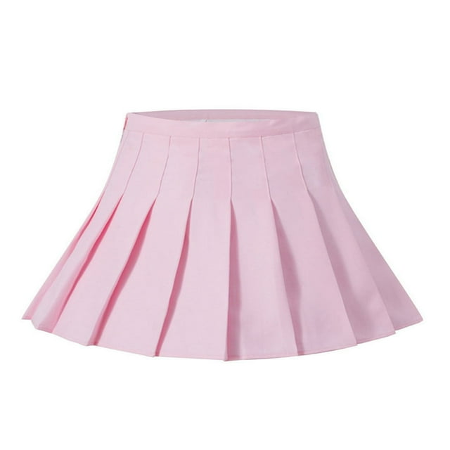 Jupe Plissée Unie Taille Haute pour Filles Femmes, Jupe Trapèze Mini