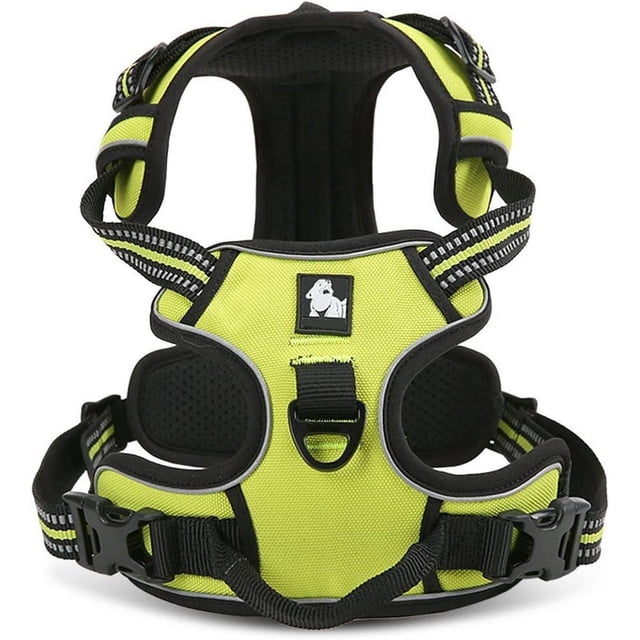 Verde, L-Chaleco arnés para perros duradero con arnés de seguridad acolchado ajustable reflectante 3M para perros medianos/pequeños grandes