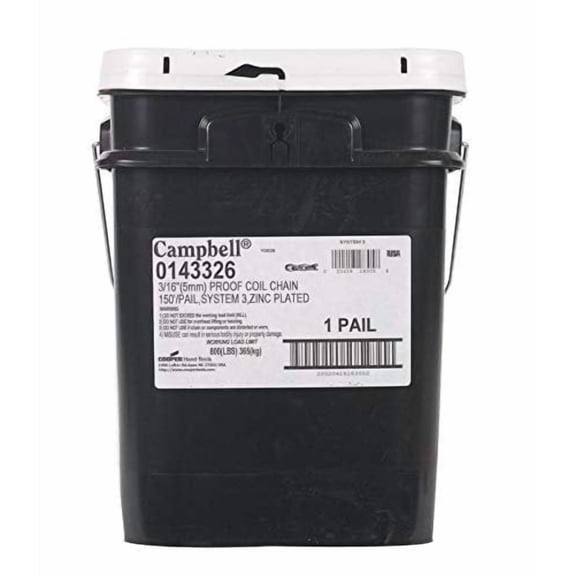 Campbell Chain 3/16 in. Oval Link Carbon Steel Proof Coil Chain 3/16 in. Dia. x 150 ft. L - Total Qty: 1