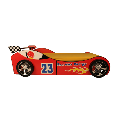 HICOMILA Twin Size Race Car Bed for Boys -Supreme Energy Red Race Car Bed Frame, Spider Man Beds, Car Bed with LED Lights & Guardrails, Reading＆Fun Space, Easy Assembly, Red