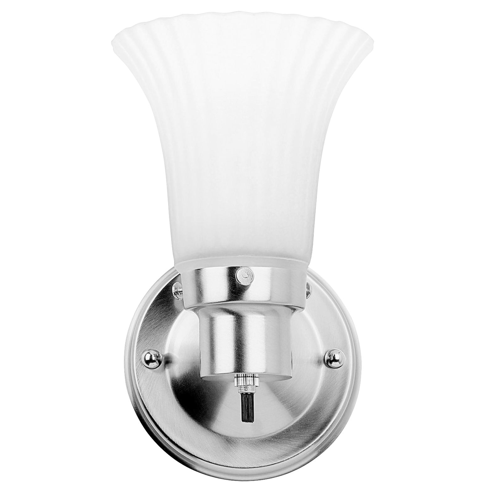 Design House The Village Traditional 1-Light Indoor Dimmable Wall Sconce with Frosted Flute Glass Shade, Satin Nickel