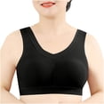 thumbnail image 3 of Women's Full Coverage Everyday Bra Comfortable Breathable Wirefree Wide Strap Plus Size No Underwire Bras for Older (2XL, Black), 3 of 6