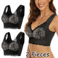 thumbnail image 2 of 2 Pieces Lace Bra Plus Size Bra Women Underwear Bralette Crop Top Sexy Female Bra Large Top Female Push Up Brassiere Laced Bra, 2 of 7