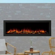 SimpliFire Forum Outdoor Electric Fireplace for Patio 55" Wide Recessed in Wall Fireplace