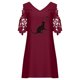 thumbnail image 5 of Vestidos de manga corta con hombros descubiertos y encaje con cuello en V estampado sexy de verano para mujer Fridja bnh5663, 5 of 8