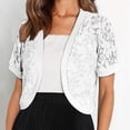 thumbnail image 6 of Weikingp Women Lace Sheer Mesh Cardigan Cropped Casual Elegant Party Club Summer Cardigans Going Out Outwear Cover Up for Dresses White 2XL, 6 of 8