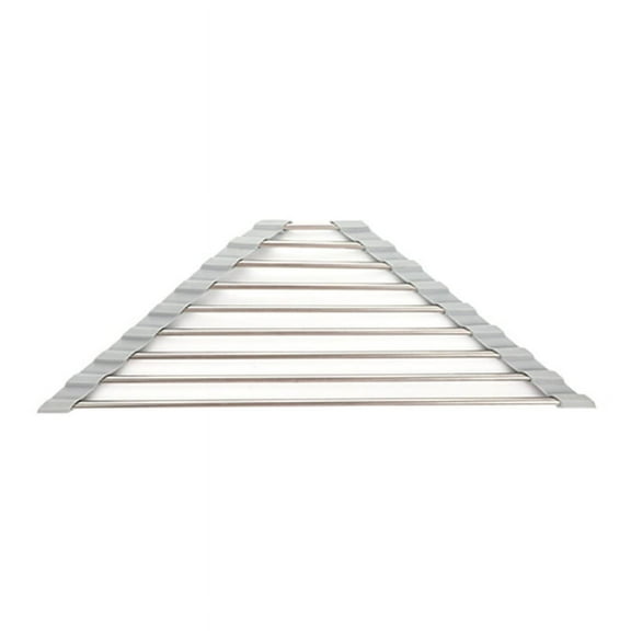 TRINGKY Roll Up for Triangle Dish Drying Rack for Sink Corner Over the Sink Caddy Sponge Holder Foldable Stainless Steel Drainer Kitchen Accessories