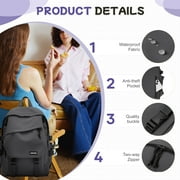 Aesthetic School Backpack Waterproof Black Bookbag College High School Bags for Students Lightweight Casual Daypack Laptop Backpacks for Men Women