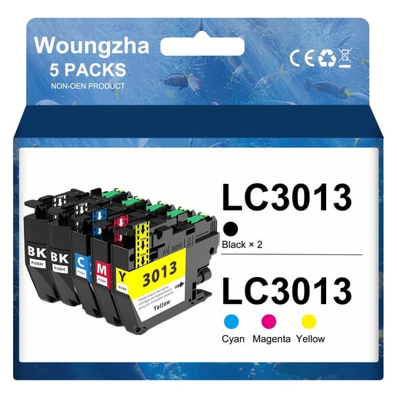 LC3013 LC3011 High Yield Compatible Ink Cartridge Work with MFC-J491DW MFC-J497DW MFC-J895DW Printer,5 Pack (2 Black,1 Cyan, 1 Magenta, 1 Yellow)
