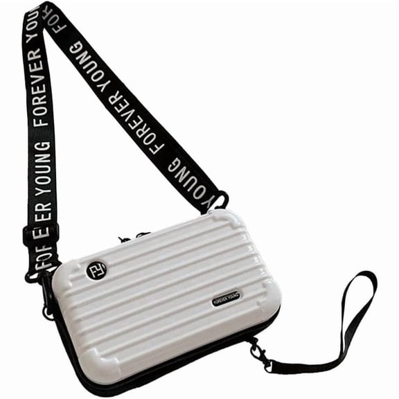 Alikpop white hard shell crossbody, plastic mini makeup shoulder bag