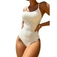 thumbnail image 4 of Kmbangi Women's Summer Swimsuit Spaghetti Strap Solid Color Textured One Piece Bathing Suit, 4 of 5
