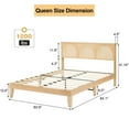 thumbnail image 6 of Bed Frame, Modern Platform Bed Frame with Curved Rattan Headboard and LED Strip Wood Slat Support Bed Frame with Storage, 6 of 8