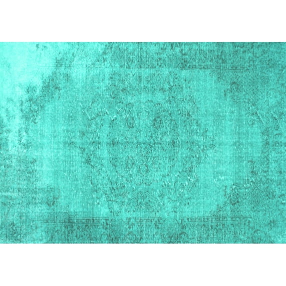 Ahgly Company Machine Washable Indoor Rectangle Abstract Turquoise Blue Contemporary Area Rugs, 2' x 5'