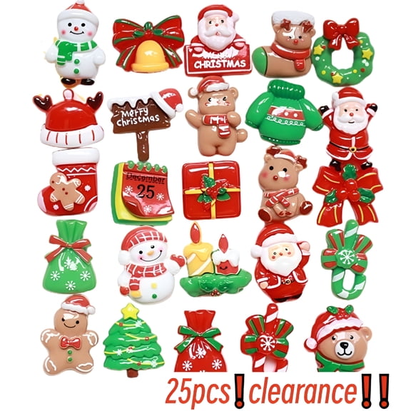 BESTSKY 2026 New 25Pcs Christmas Miniature Figurines,Mini Resin Figurines Small Santa Claus Snowman Xmas Trees for Xmas Goodie Bag Fillers Winter New Year Holiday Favors Decorations Christmas Pendant