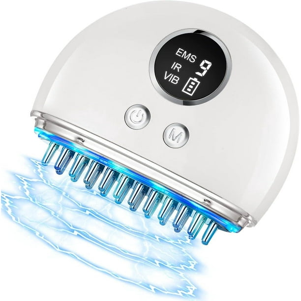 Masajeador eléctrico del cuero cabelludo Herramienta de masaje Gua Sha, Herramientas portátiles Gua Sha para el cuidado de la piel, Alivio del dolor corporal con 9 potencia y 4 modos, Micro corriente