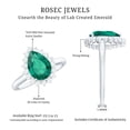 thumbnail image 6 of Rosec Jewels Pear Shaped Lab Grown Emerald Ring with Diamond Halo for Women (7X10 mm), 18K White Gold, US 10.50, 6 of 7
