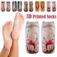 thumbnail image 2 of 3D Pattern Manicure Print Socks Flip Flop Funny Hidden Sock Running -Women кο D0S6, 2 of 8