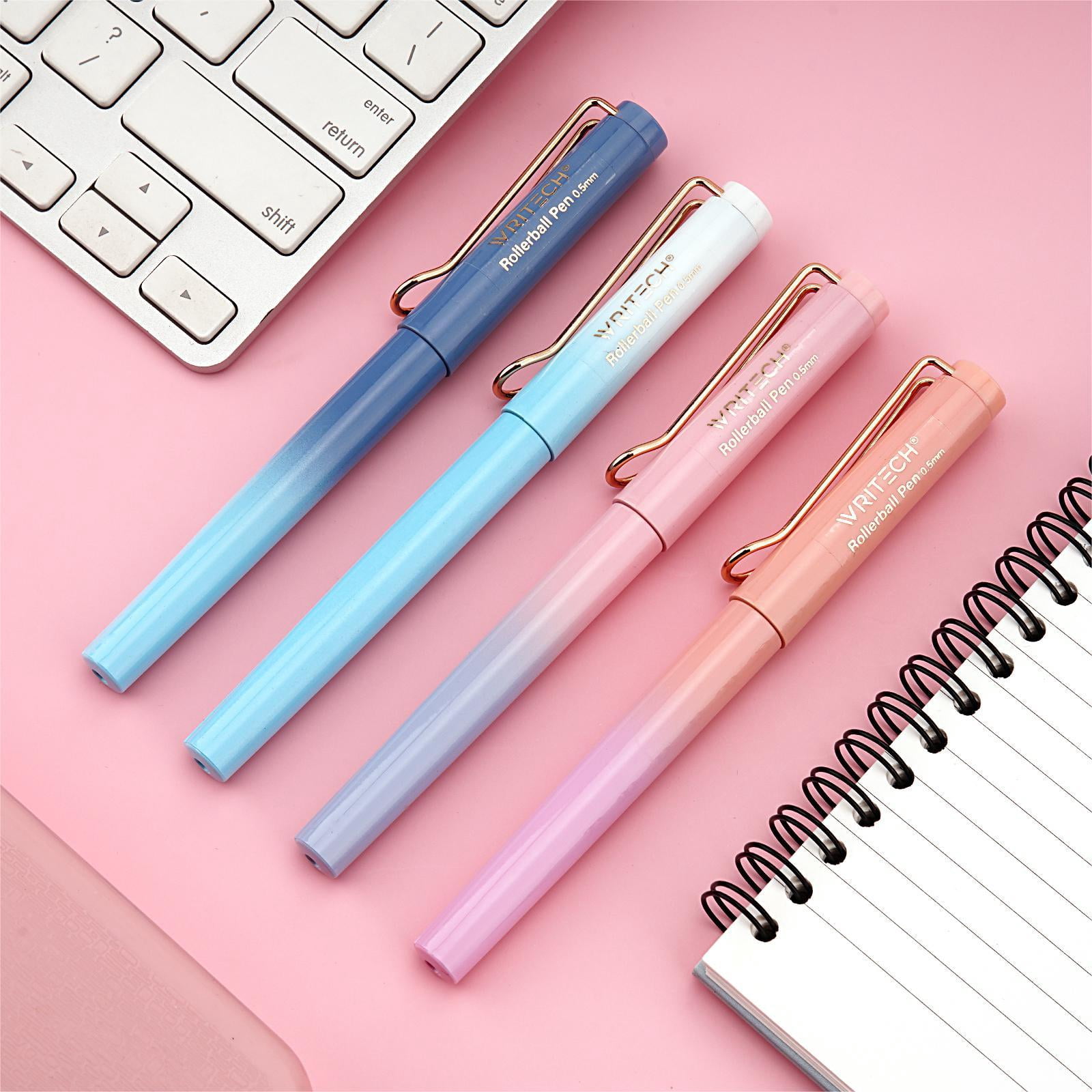 WRITECH Liquid Ink Rollerball Pens: 0.5mm Black Pens Quick Dry No Bleed Roller Pens Pack of 8(Gradient)
