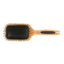 Bass Brushes Large Square Paddle Brush Cushion Nylon Bristle Dark Bamboo Handle 1 Brush