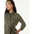 thumbnail image 4 of Free Assembly Women's Belted Utility Mini Dress with Long Sleeves, Sizes XS-XXL, 4 of 7