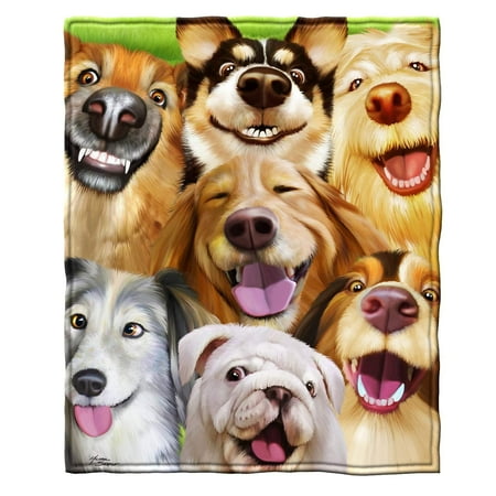 Dawhud Direct | Super Soft Full queen Size Plush Fleece Blanket 75 x 90 Dogs