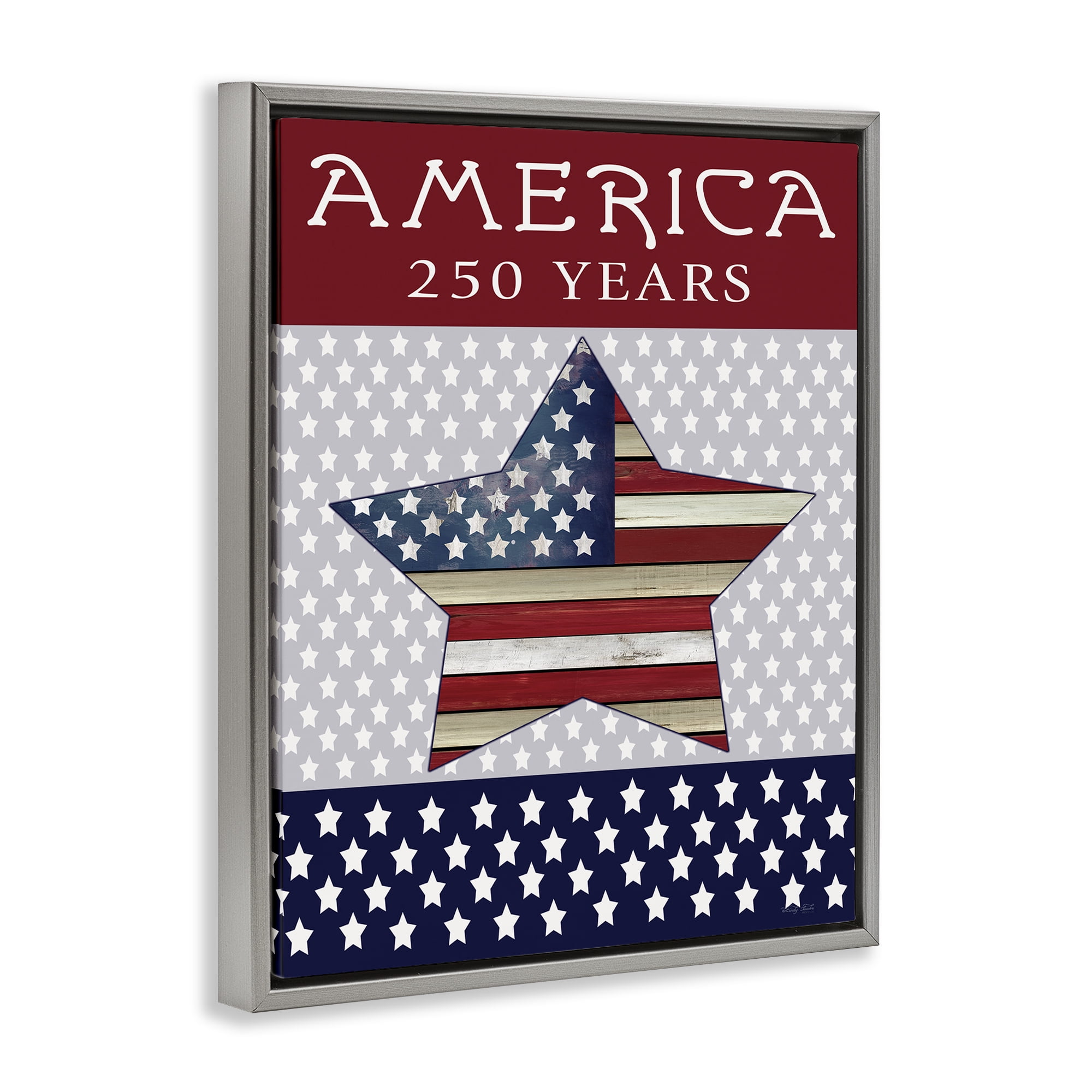 Stupell Industries Historic America 250 Years Gray Framed Floater Canvas Wall Art, design by Cindy Jacobs