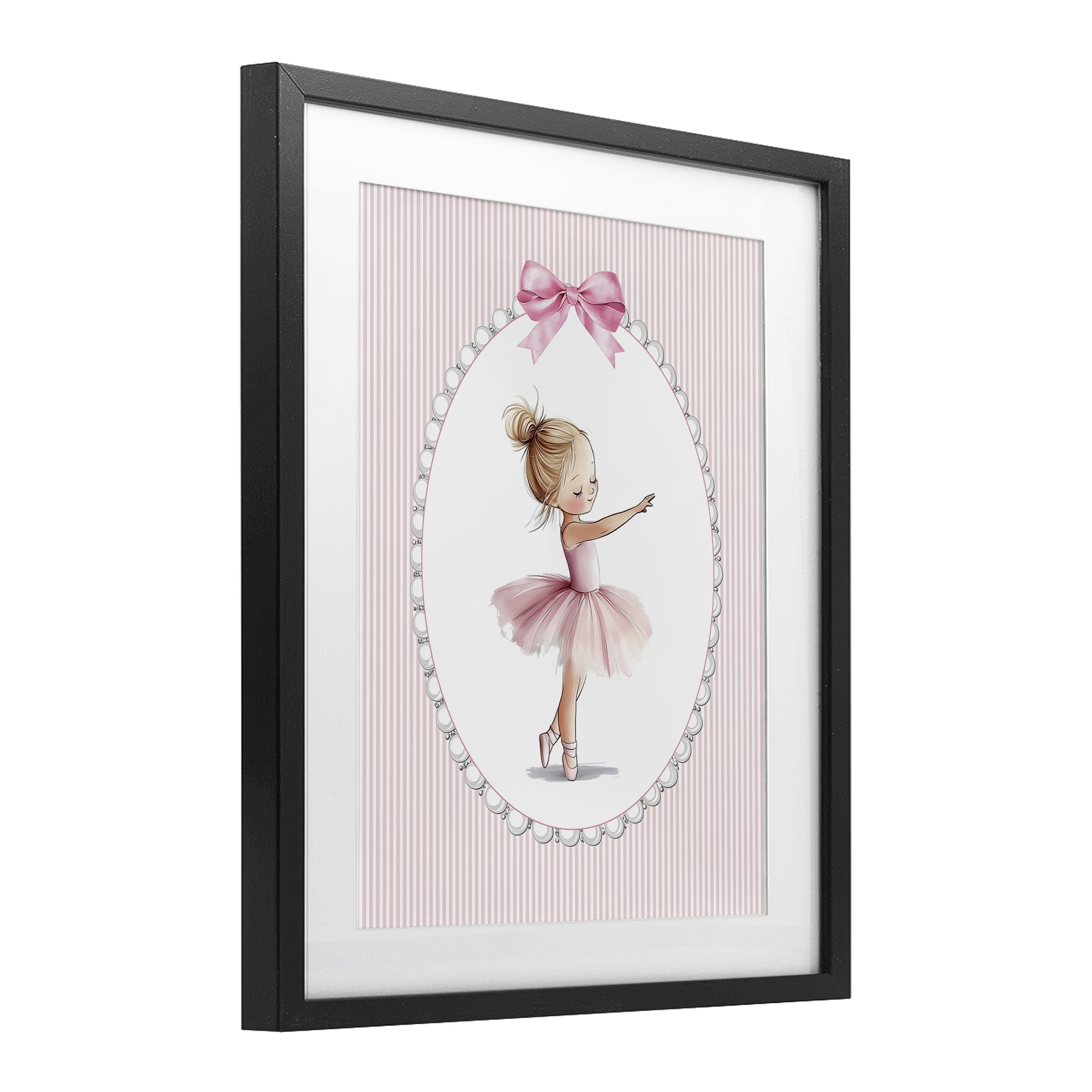 Stupell Industries Blush Pink Ballerina Black Framed Print Under Glass, design by Christine Simpson Art