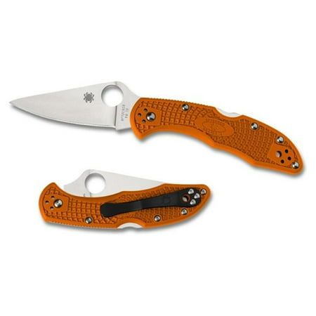 Spyderco Delica Plain - Spyderco Delica 4 Folder 2.88 in Plain Orange FRN Handle