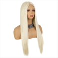 thumbnail image 3 of Pelucas de Encaje Frontal de 28 Pulgadas, Pelucas SintéTicas de Pelo y Liso en Forma de T para Mujeres, Peluca de Cosplay de Parte Media, Fibra Resistente Al, 3 of 10
