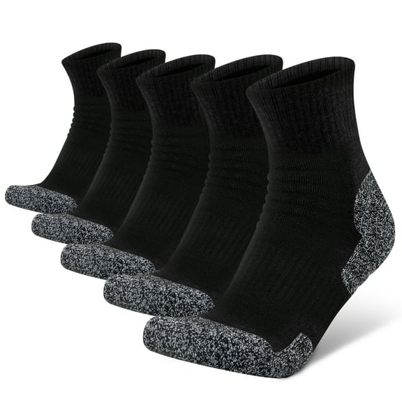 HIYATO Men's Dri-tech Moisture Control Cushioned Crew Hiking Socks for Men with  35% Comfortable Cotton and 55% Durable Polyester,5 Pairs Multipack