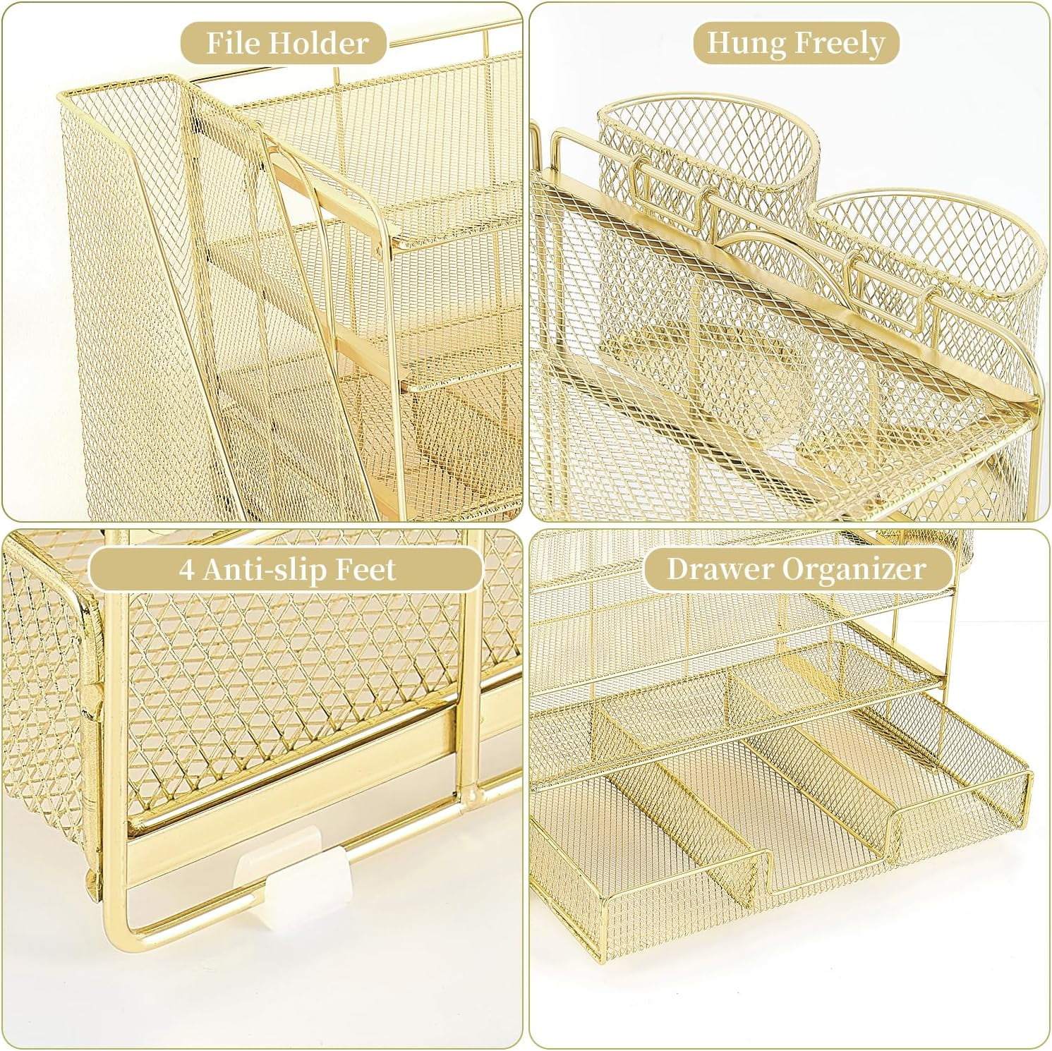 Desk Organizers and Accessories with File Holder, Desk Accessories & Workspace Organizers with Drawer and  Pen Holder, Paper Organizer for Office Supplies